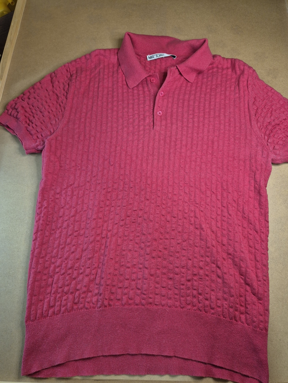 Men's Textured Raspberry Polo Sweater - Mr Turk
